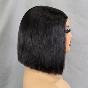 뼈 스트레이트 8 인치 글루리스 가발 더블 그린 12A 헤어 350% 밀도 스트레이트 밥 인간의 머리 가발 2x6 HD 레이스 클로저 정면 가발