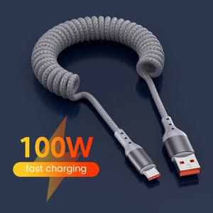100W USB 유형 C 봄 자동차 빠른 충전 케이블 삼성 Xiaomi 화웨이 60W USB C 데이터 코드 아이폰 15 화웨이 USB C 와이어