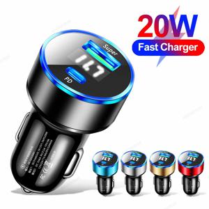 3.1A 고품질 USB PD 차량용 충전기 2 포트 LED 디스플레이 전압계 12-24V 담배 라이터 소켓 차량용 충전기 어댑터