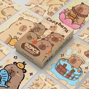 92pcs Anime Capybara Lomo 카드 재미 Kapibala 컬렉션 카드 인형 게이트 비밀 물 Porpoise 귀여운 이상한 코스프레 스티커