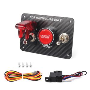 3 갱 진정한 탄소 섬유 12V LED Lgnition 스위치 패널 자동차 수정 레이싱 범용 자동차 엔진 시작 푸시 버튼