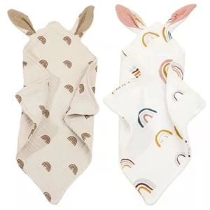 신생아 아기 토끼 면화 모슬린 이불 잠자는 인형 담요 부드러운 진정 수건 아기 Bibs Burp Cloths 유아