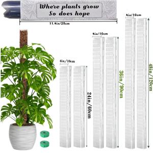 식물용 플라스틱 이끼 기둥 Monstera, 24in/36in/48 인치 식물 등반용 식물 기둥 실내 식물 지원 정원 성장 스테이크