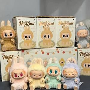 6Pcs Labubu 블라인드 박스 좌석 시리즈 비닐 펜던트 인형 모델 장난감 괴물 복제 키 체인 Labubu 서프라이즈 선물 상자 완구