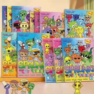 12pcs Sprunki 색칠하기 책 애니메이션 게임 추적 피규어 어린이 색칠 그림 편지지 책 크리 에이 티브 스틱 피규어 선물