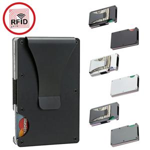 남성용 전면 포켓 RFID 차단 미니멀리스트 지갑 - 2025 슬림 미니 패션 지갑 - 남녀공용 머니 클립이 있는 금속 지갑