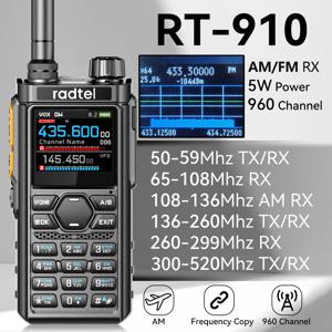 Radtel RT-910 5w 멀티 밴드 6 미터 워키 토키 45-59Mhz TX/RX, 960 채널 AM/FM 양방향 라디오 에어 밴드 유형 C 스펙트럼