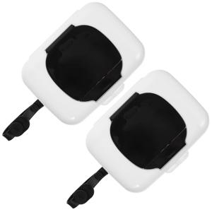 2 Pcs 히터 휴대용 물티슈 상자 여행 물티슈 디스펜서 실리카 젤 베이비 케이스 슬림 플라스틱