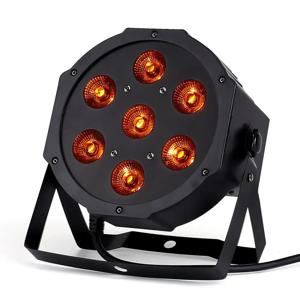 7x18W LED 평면 SlimPar RGBWA 자외선 6in1 LED DJ 워시 라이트 무대 dmx 조명 무대 조명 비행 케이스가 있는 LED 조명