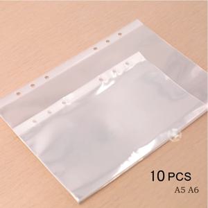 A5 A6 투명 파일 홀더 노트북 6 홀 루스 리프 파우치 DIY 문서 가방 바인더 링 PVC 스토리지 바인딩 폴더, 10 개