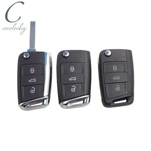 VW MQB Gollf 7 용 VW 키 케이스 쉘용 Cocolockey Skoda Octavia A7 용 좌석 접이식 자동차 키 Uncut HU162T 블레이드 3 버튼