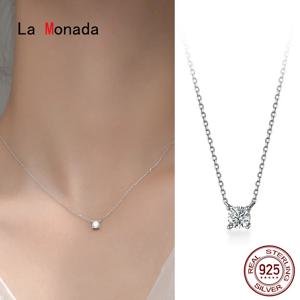 La Monada 여성용 실버 목걸이, 고급 실버 925 쥬얼리, 패션 넥 미니멀리스트 펜던트, 925 실버 체인, 38 + 4.8cm