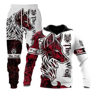 늑대 3d 인쇄 까마귀 바지 정장 남성 가을, 겨울 캐주얼 운동복 풀오버 남성 Tracksuit 세트 패션 남성 의류 정장