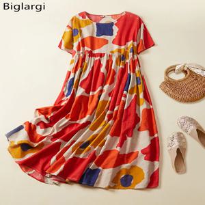 플러스 사이즈 Boho 비치 꽃 여름 드레스 2023 여성 코튼 숙녀 드레스 루즈 캐주얼 긴 대형 여성 드레스 Vestidos