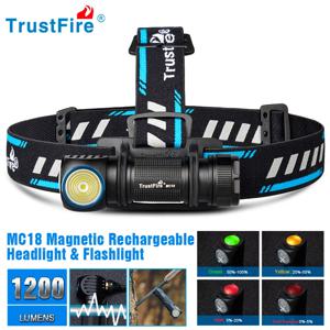 Trustfire Mc18 헤드 램프 Led Xp-Lhi 18650 자기 2a Usb 충전식 헤드 램프 1200lm 손전등 헤드 라이트 자석 테일 캡