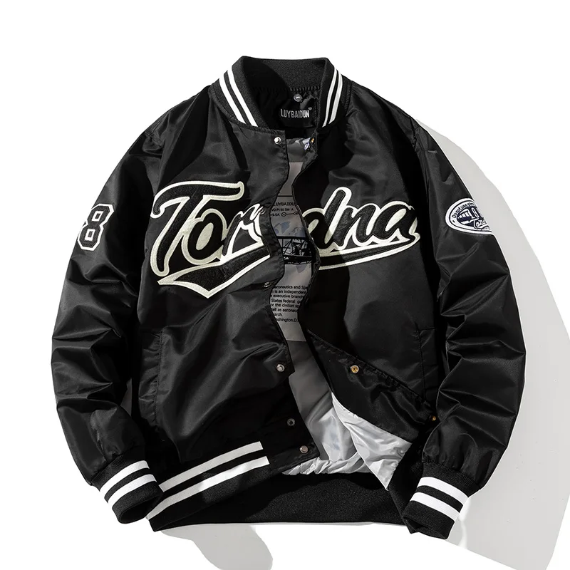 힙합 야구 재킷 남자 여자 자수 재킷 편지 streetwear 재킷 패션 빈티지 윈드 브레이커 커플 봄 가을