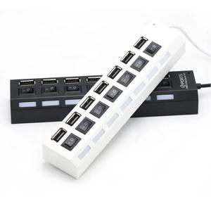 USB 허브 7 포트 멀티 USB 스플리터 전원 어댑터 PC 노트북 맥북 액세서리를위한 온 오프 스위치가있는 다중 확장