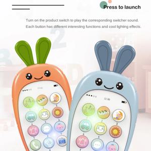 아기 전화 장난감 귀여운 만화 토끼 어린이 전화 음악 사운드 기계 유아 Teether 보컬 휴대 전화 장난감 조기 학습 선물