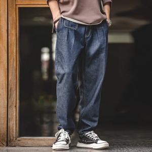 Maden 레트로 데님 워시 헐렁한 남성 청바지 넓은 다리 테이퍼 바지 패션 캐주얼 streetwear 진 스트레이트 탄성 남성 바지