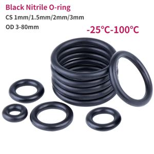 검정색 니트릴 O-링 두께 CS 1mm/1.5mm/2mm/3mm 외경 3-80mm 고무 내유성 가스켓