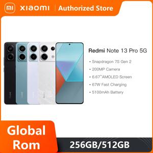 글로벌 Rom Xiaomi Redmi Note 13 Pro 5G 120Hz 화면 1.5K Snapdragon 7S Gen 2 5100mAh 배터리 67W 고속 충전 200MP 카메라