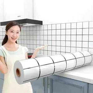 주방 오일 증거 자체 접착 벽 스티커 캐비닛 스토브 타일 방수 금형 증거 벽지 주방 욕실 혁신