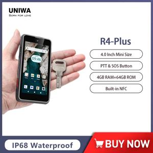 UNIWA R4-Plus 미니 견고한 스마트폰 안드로이드 14 4GB RAM+64GB ROM 야간 투시경 카메라가 장착된 4인치 NFC 미니 폰 3000mAh OTG PTT
