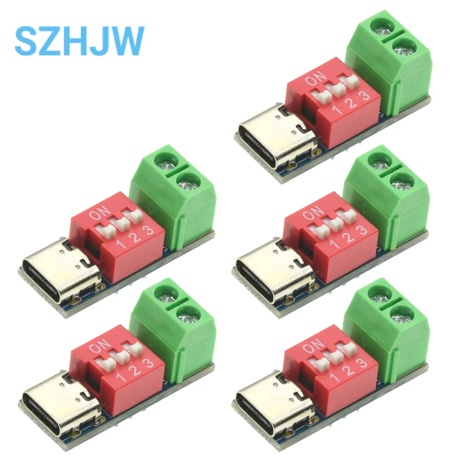 1/5/10pcs 유형-C PD QC 트리거 5V ~ 20V 다이얼 코드 조정 DC 전압 전원 모듈 다이얼 조정 전압 빠른 충전 미끼