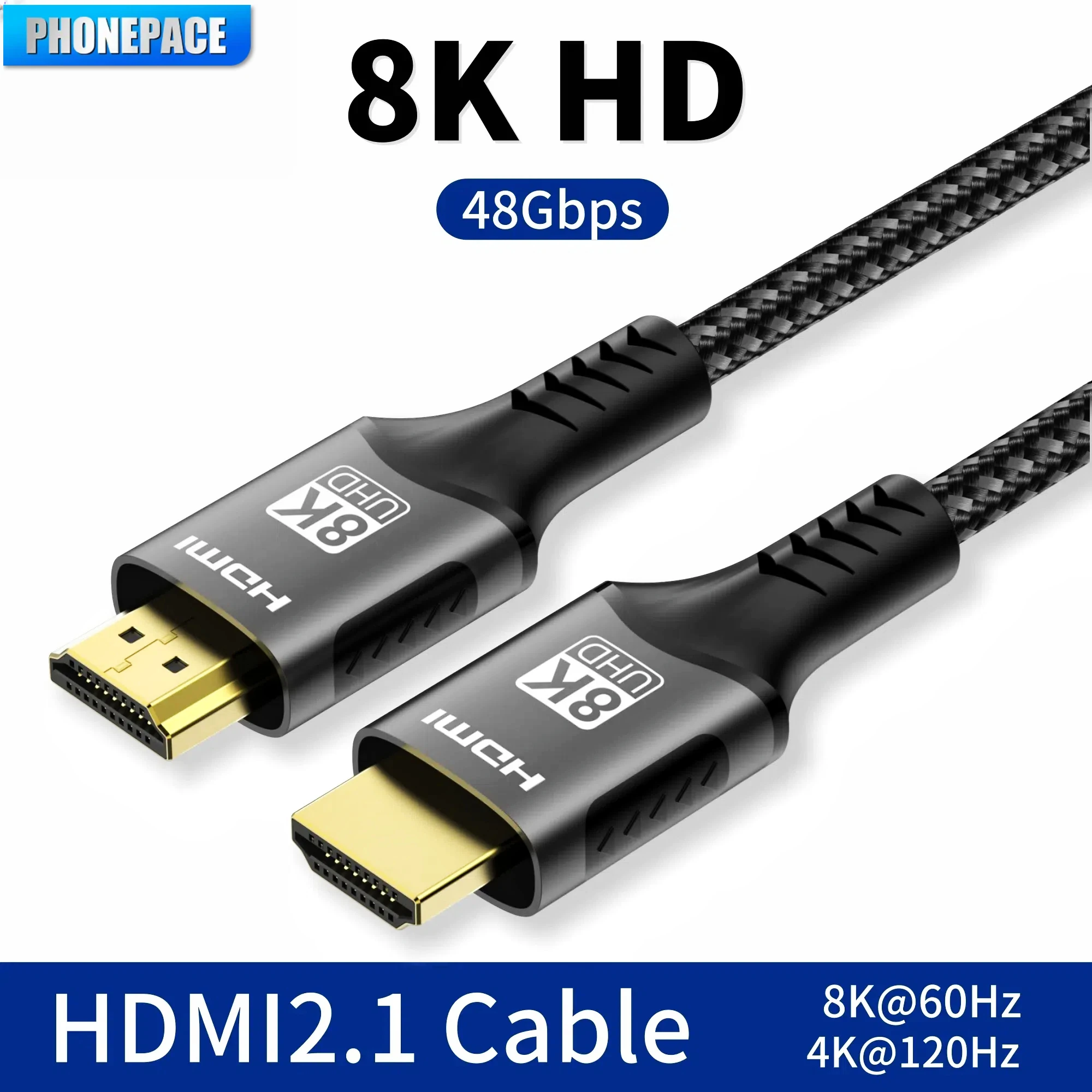 8K HDMI 케이블 고속 Hdmi 케이블 편조 나일론 및 골드 커넥터 HDMI2.1 4K @ 120Hz 8K@60Hz 노트북 PS5 Xbox HDTV용