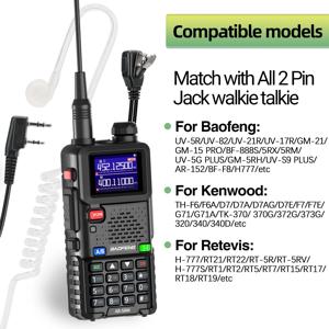 워키 토키 마이크 2 핀 헤드폰 어쿠스틱 에어 튜브 이어폰 헤드셋 UV-18Pro 용 마이크 PTT Kenwood UV-13 DM-1701 UV-5R 라디오