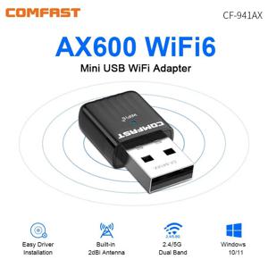 Comfast Wifi 6 어댑터 AX600 미니 Usb Adaptador 5Ghz Antena Para PC Cle Dongle 802.11ax 무선 네트워크 카드 De Rede for 10/11