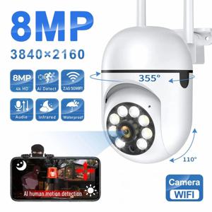 8MP Wifi IP 야외 무선 보안 감시 PTZ 카메라 4X 줌 카메라 AI 인간 추적 양방향 오디오 HD 야간 컬러 캠