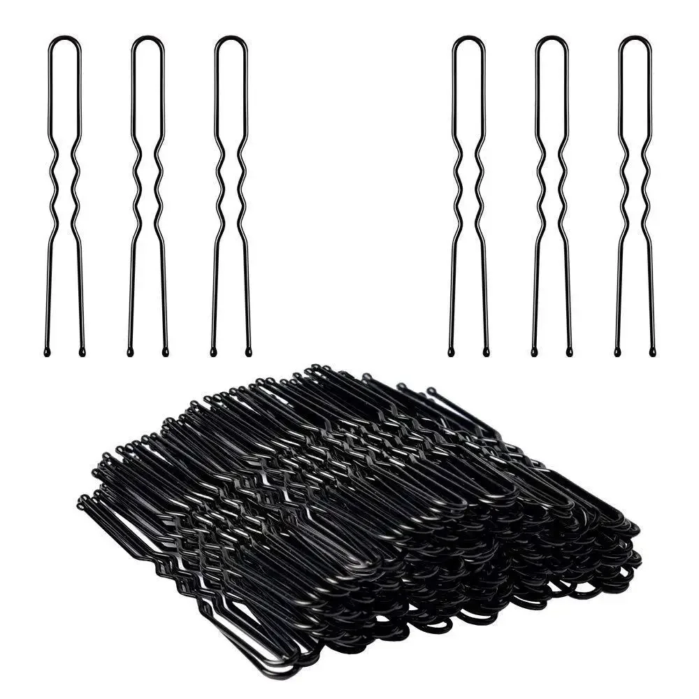 100PCS U 모양의 머리 핀 블랙 웨이브 바비 핀 바비 핀 모든 헤어 유형에 대 한 헤어 액세서리 레이디 걸스 5/6/7CM