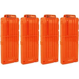 Nerf N-Strike Elite Blaster용 탄창 클립, 빠른 재장전 클립, 주황색, 4 팩, 12 다트