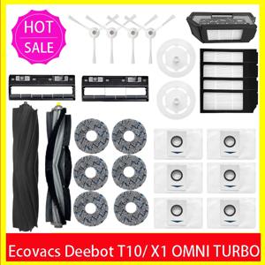 Ecovacs Deebot X1 OMNI / T10 OMNI 로봇 진공 청소기 예비 부품, 고무/사이드 브러시, 커버, Hepa 필터, 걸레 걸레, 먼지 봉투