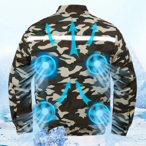 여름 에어컨 의류 새로운 위장 고온 -9 ℃   방열 야외 낚시 팬 재킷 남자 냉각 조끼