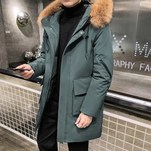 남성용 겨울 단색 재킷, 두껍고 따뜻한 남성 파카, 후드 롱 코트, 양털 재킷, 아웃웨어, 방풍 패딩 다운 파카