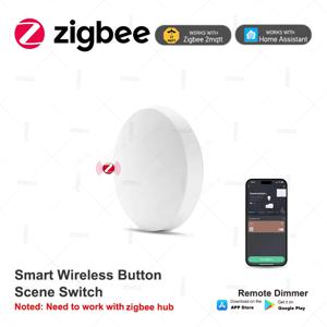 Tuya Zigbee 버튼 무선 스마트 장면 스위치 원격 컨트롤러 자동화 시나리오 On Off 키는 홈 어시스턴트 Z2Mqtt와 함께 작동합니다.