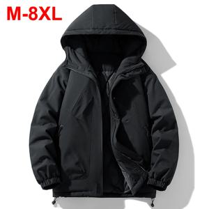 8XL 플러스 사이즈 겨울 자켓 남자 두꺼운 따뜻한 파카 코트 루즈 캐주얼 블랙 후드 패딩 자켓 빅 사이즈 6XL 7XL