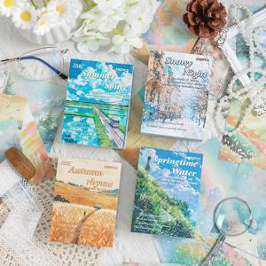 200 개/갑/팩 빈티지 재료 종이 풍경 시리즈 DIY Scrapbooking 데코 정크 저널 플래너 콜라주 사진 앨범 공예 종이