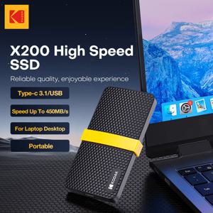 코닥 X200 휴대용 SSD 2TB 1TB USB 3.1 C 타입 외장 드라이브 하드 디스크, 512GB 256GB 솔리드 스테이트 드라이브, PS4 노트북 맥북 PC용