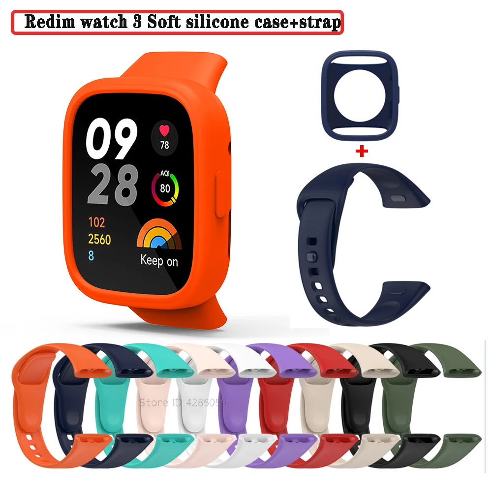 Redmi Watch 3 용 실리콘 스트랩 + 보호 커버 Xiaomi Mi watch lite3 손목 밴드 팔찌 용 교체 용 손목 스트랩 범퍼