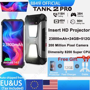 8849 Tank 2 PRO 프로젝터 견고한 스마트폰 안드로이드 2.4K 24GB 512GB 100MP 카메라 23800mAh 120W 듀얼 Sim OTG 전화