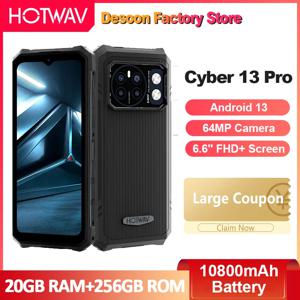 HOTWAV 사이버 13 프로 150LM 손전등, 20GB + 256GB 6.6 인치 FHD + 2K 10800mAh 20W 고속 충전, 64MP 안드로이드 13 글로벌