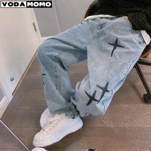 넓은 다리 카고 바지 남성 streetwear 헐렁한 남성 청바지 바지 패션 스트레이트 남성 남성 의류 streetwear 카고 바지 y2k 의류