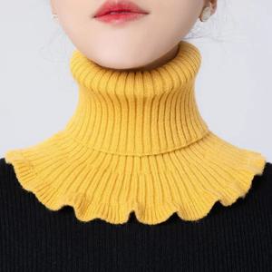 따뜻한 니트 칼라 스카프 여성 터틀넥 니트 거짓 가짜 칼라 분리형 스카프 따뜻한 겨울 방풍 랩 스카프 프릴