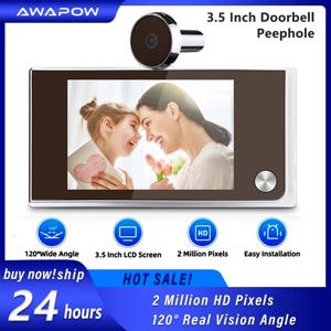 Awapow 초인종 구멍 뷰어 디지털 문짝 카메라, 고양이 눈 문짝 벨, 야외 모니터, 120 ° LCD, 2 백만 HD 픽셀, 3.5 인치