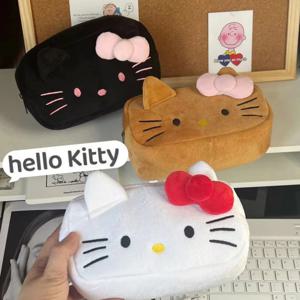 Sanrio 헬로 키티 플러시 연필 케이스 애니메이션 화장품 보관 가방 편지지 가방 학생 학교 용품 소녀 생일 선물