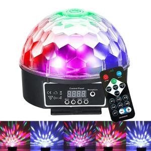 9 색 LED 디스코 볼 DMX 크리스탈 매직 볼 무대 조명 효과 DJ 파티 KTV 크리스마스 사운드 활성화 빛 원격