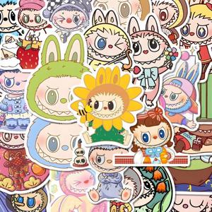 80 PCS 2025 새로운 Labubu 괴물 만화 방수 스티커 팩 귀여운 물병 노트북 스케이트 보드 스크랩북 애니메이션 액세서리